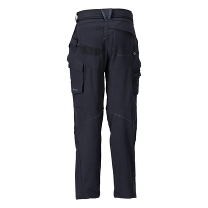 Pantaloni cu buzunare la genunchi, pantaloni dama, negru-albastru