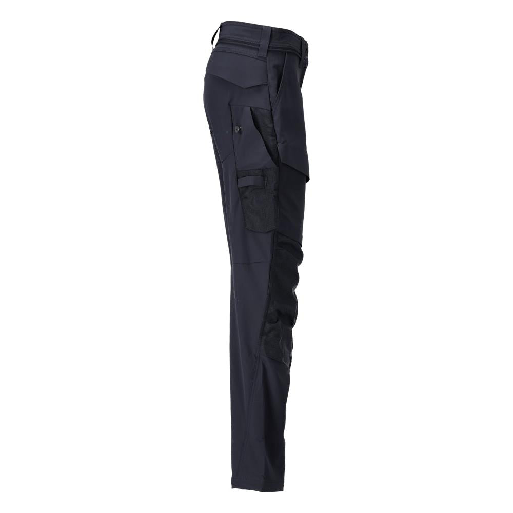Pantaloni cu buzunare la genunchi, pantaloni dama, negru-albastru