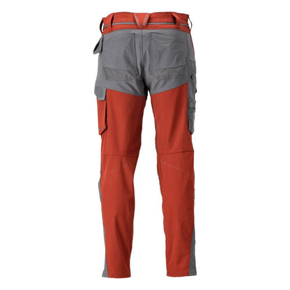 Pantaloni cu buzunare pentru genunchi, pantaloni ULTIMATE STRETCH, rosu toamna/gri antracit