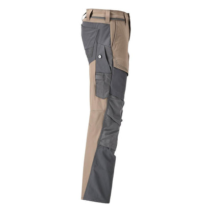 Pantaloni cu buzunare pentru genunchi, pantaloni ULTIMATE STRETCH, bej nisip închis/gri antracit