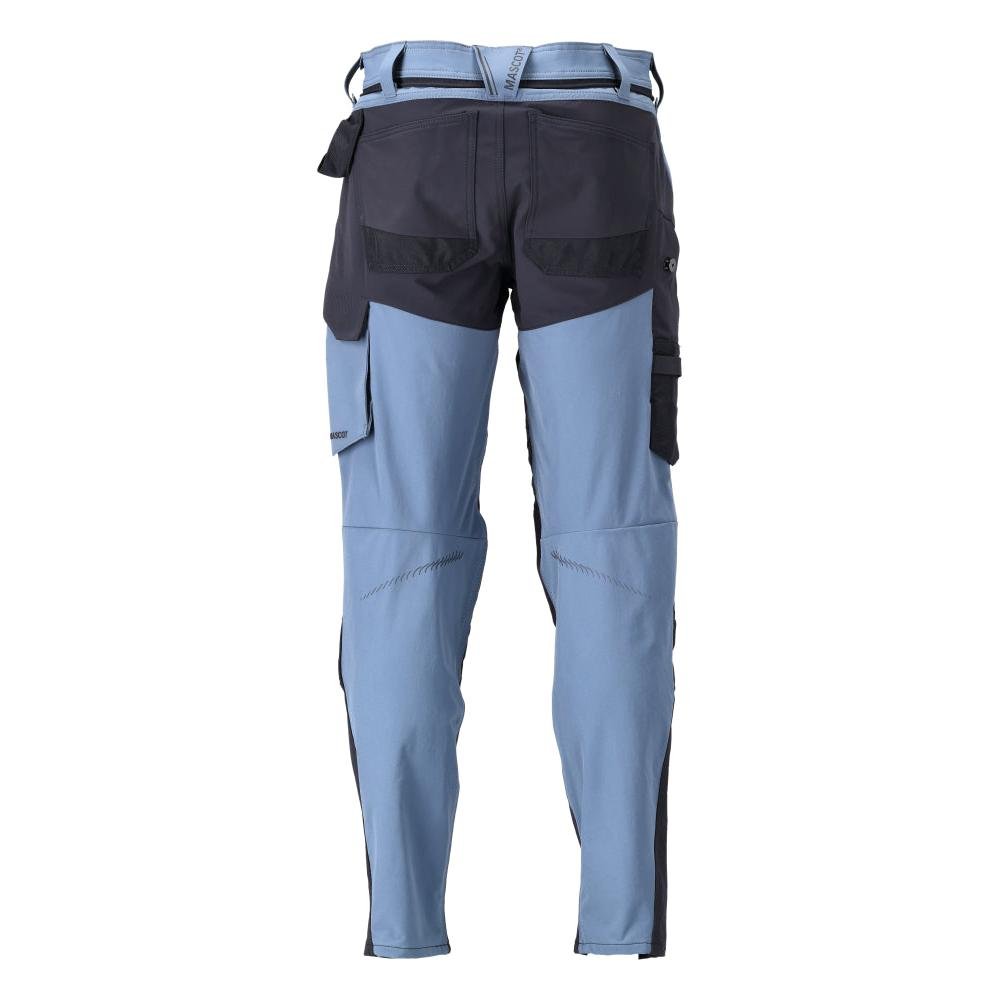 Pantaloni cu buzunare pentru genunchi, pantaloni ULTIMATE STRETCH, albastru piatra/negru-albastru