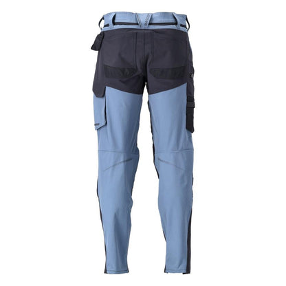 Pantaloni cu buzunare pentru genunchi, pantaloni ULTIMATE STRETCH, albastru piatra/negru-albastru