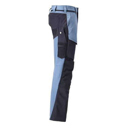 Pantaloni cu buzunare pentru genunchi, pantaloni ULTIMATE STRETCH, albastru piatra/negru-albastru