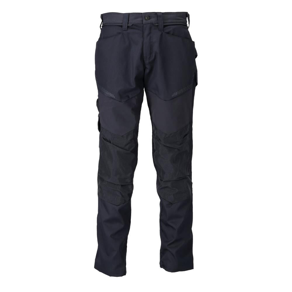 Pantaloni cu buzunare la genunchi, negru-albastru