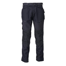 Pantaloni cu buzunare la genunchi, negru-albastru