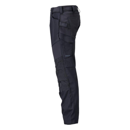 Pantaloni cu buzunare la genunchi, negru-albastru