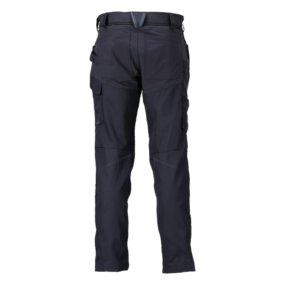 Pantaloni cu buzunare la genunchi, negru-albastru