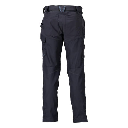 Pantaloni cu buzunare la genunchi, negru-albastru