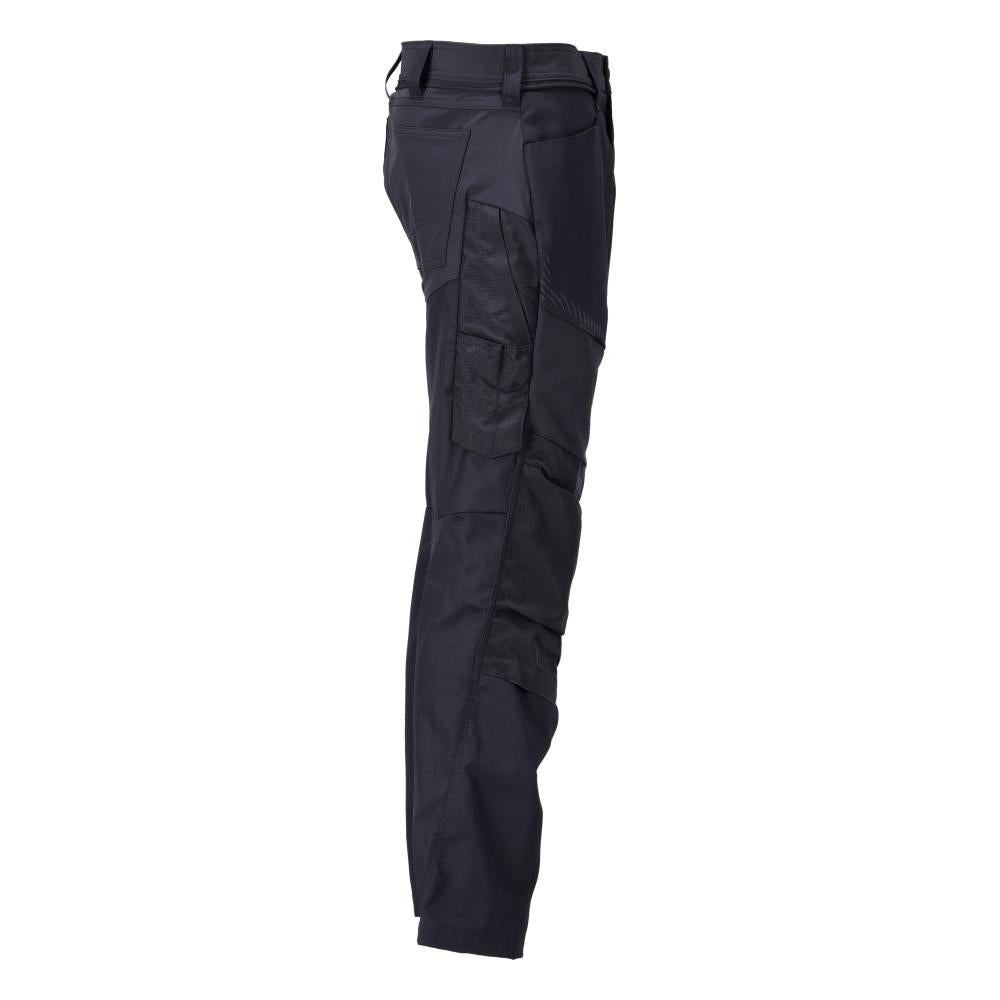 Pantaloni cu buzunare la genunchi, negru-albastru