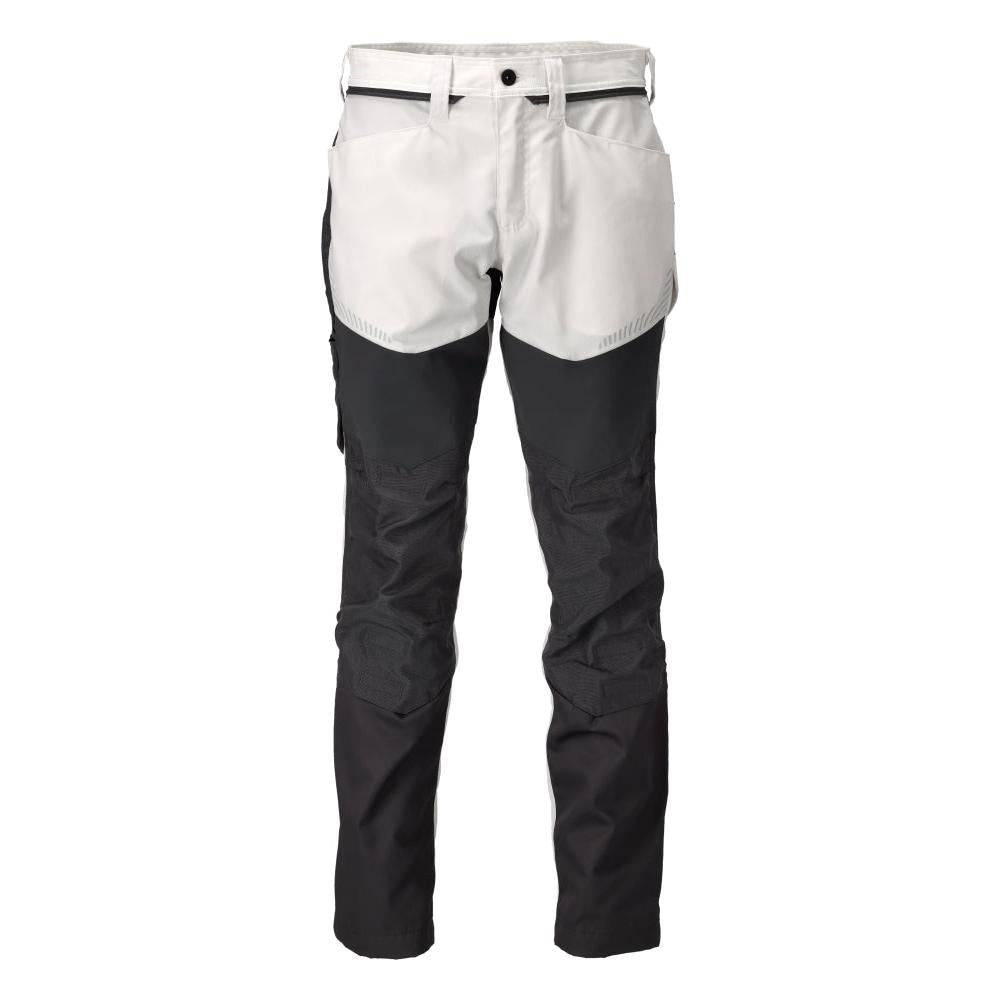 Pantaloni cu buzunare la genunchi, alb/gri antracit