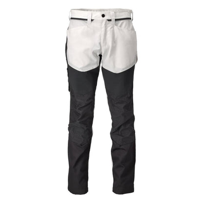 Pantaloni cu buzunare la genunchi, alb/gri antracit