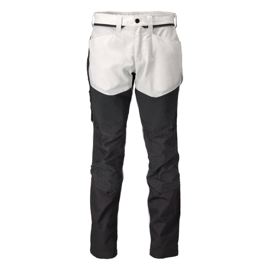 Pantaloni cu buzunare la genunchi, alb/gri antracit