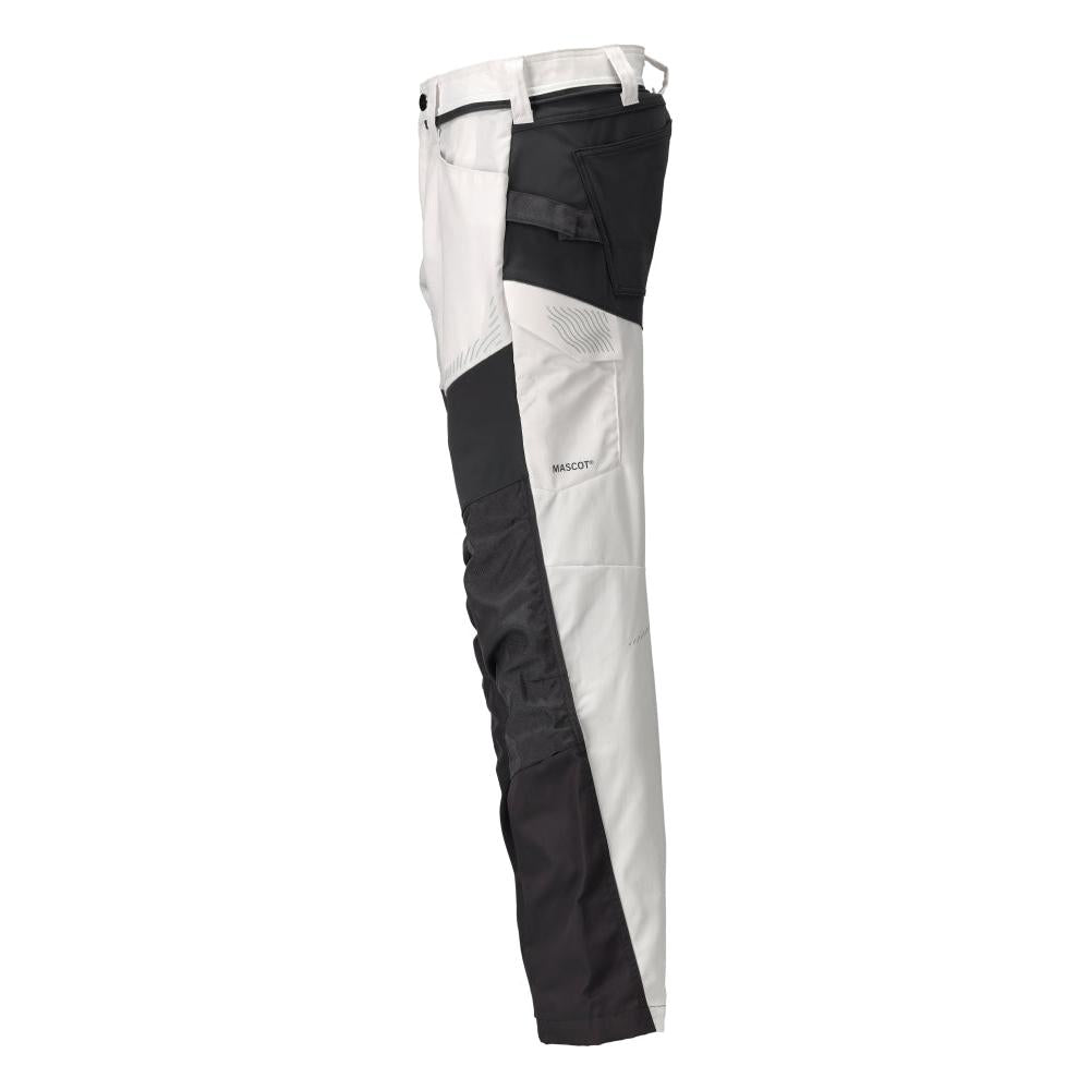 Pantaloni cu buzunare la genunchi, alb/gri antracit