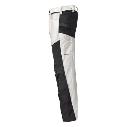 Pantaloni cu buzunare la genunchi, alb/gri antracit
