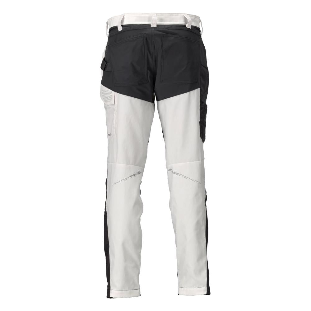 Pantaloni cu buzunare la genunchi, alb/gri antracit