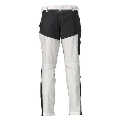 Pantaloni cu buzunare la genunchi, alb/gri antracit