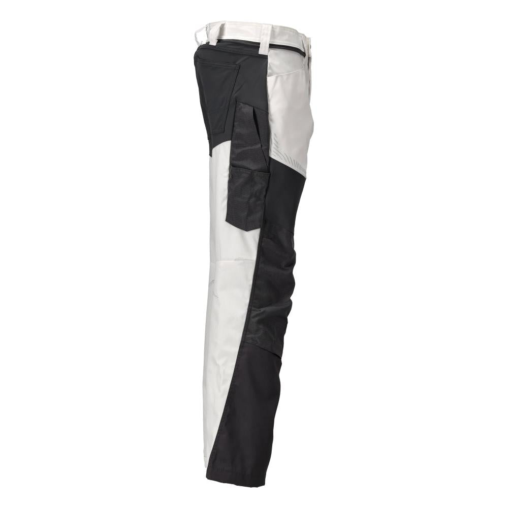 Pantaloni cu buzunare la genunchi, alb/gri antracit