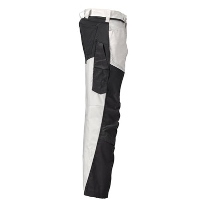 Pantaloni cu buzunare la genunchi, alb/gri antracit