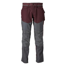 Pantaloni cu buzunare la genunchi, bordeaux/gri antracit