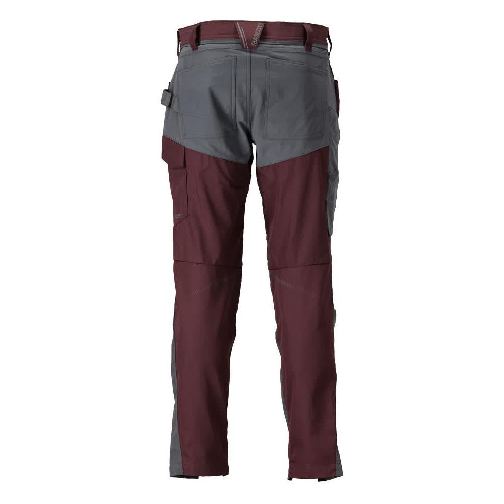 Pantaloni cu buzunare la genunchi, bordeaux/gri antracit