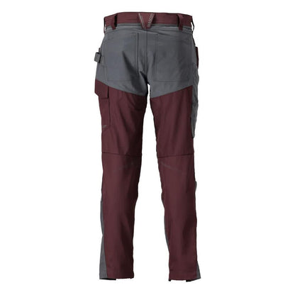 Pantaloni cu buzunare la genunchi, bordeaux/gri antracit