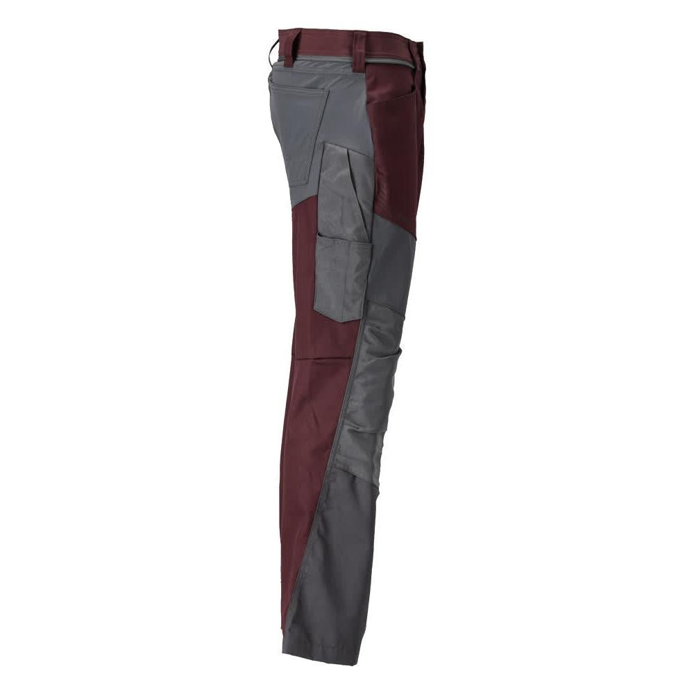 Pantaloni cu buzunare la genunchi, bordeaux/gri antracit