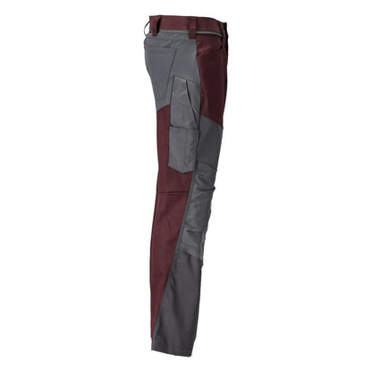 Pantaloni cu buzunare la genunchi, bordeaux/gri antracit