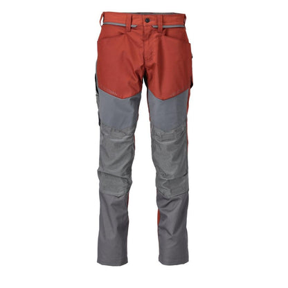 Pantaloni cu buzunare la genunchi, rosu toamna/gri antracit