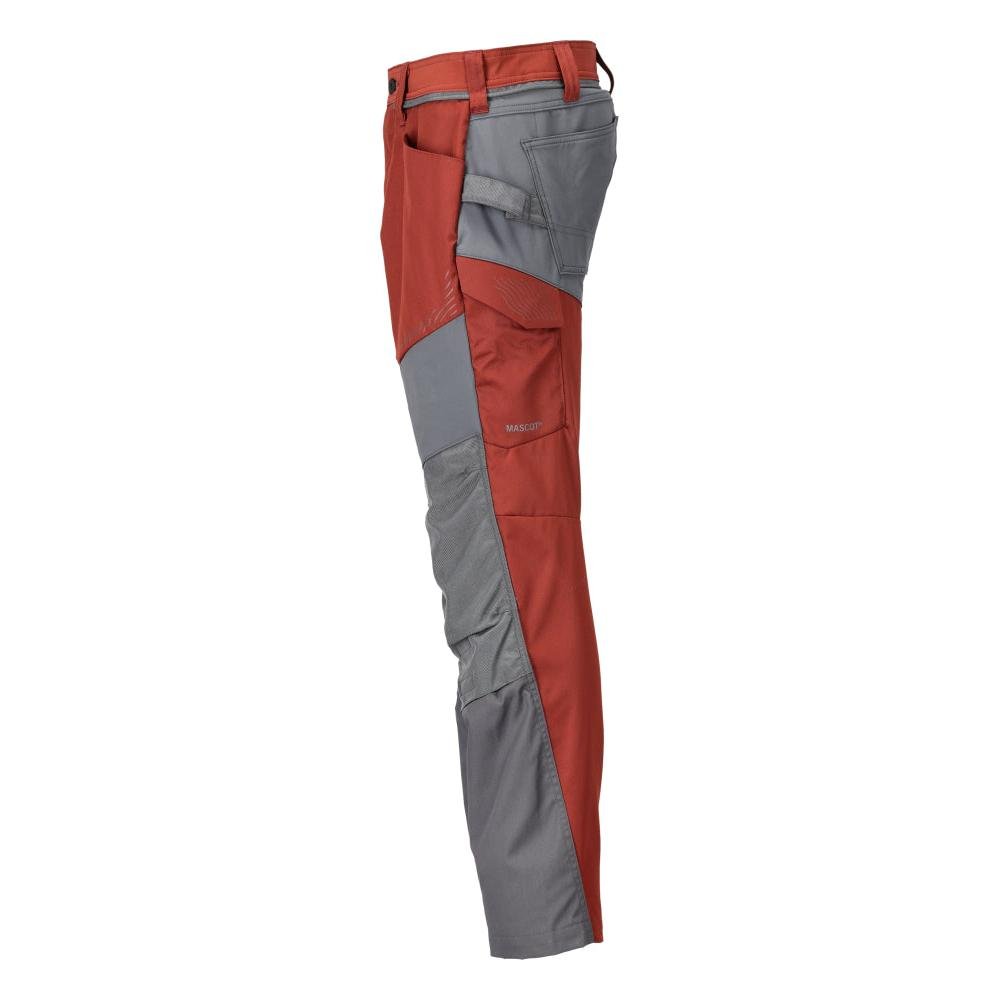 Pantaloni cu buzunare la genunchi, rosu toamna/gri antracit