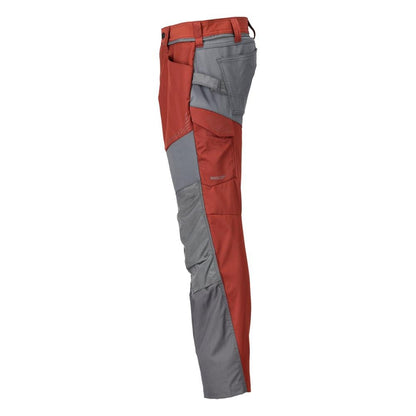 Pantaloni cu buzunare la genunchi, rosu toamna/gri antracit