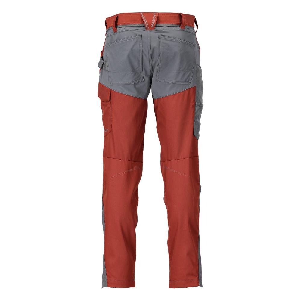 Pantaloni cu buzunare la genunchi, rosu toamna/gri antracit