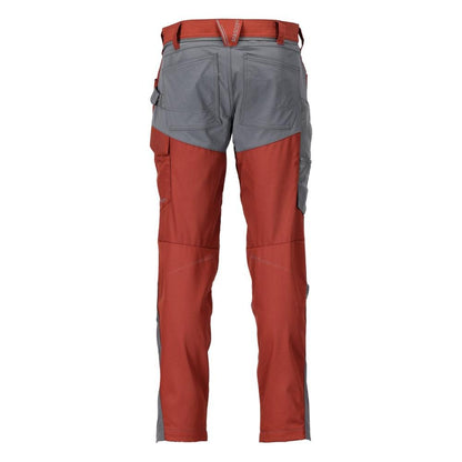 Pantaloni cu buzunare la genunchi, rosu toamna/gri antracit