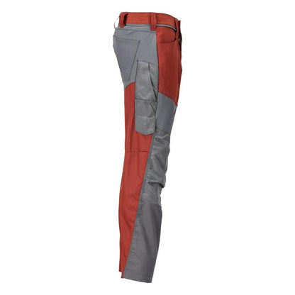 Pantaloni cu buzunare la genunchi, rosu toamna/gri antracit