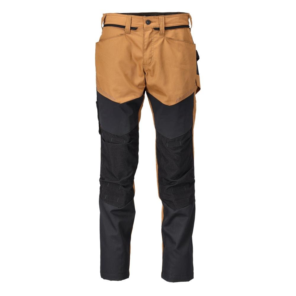 Pantaloni cu buzunare la genunchi, maro nuc/negru