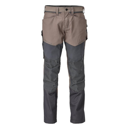 Pantaloni cu buzunare la genunchi, bej inchis nisip/gri antracit