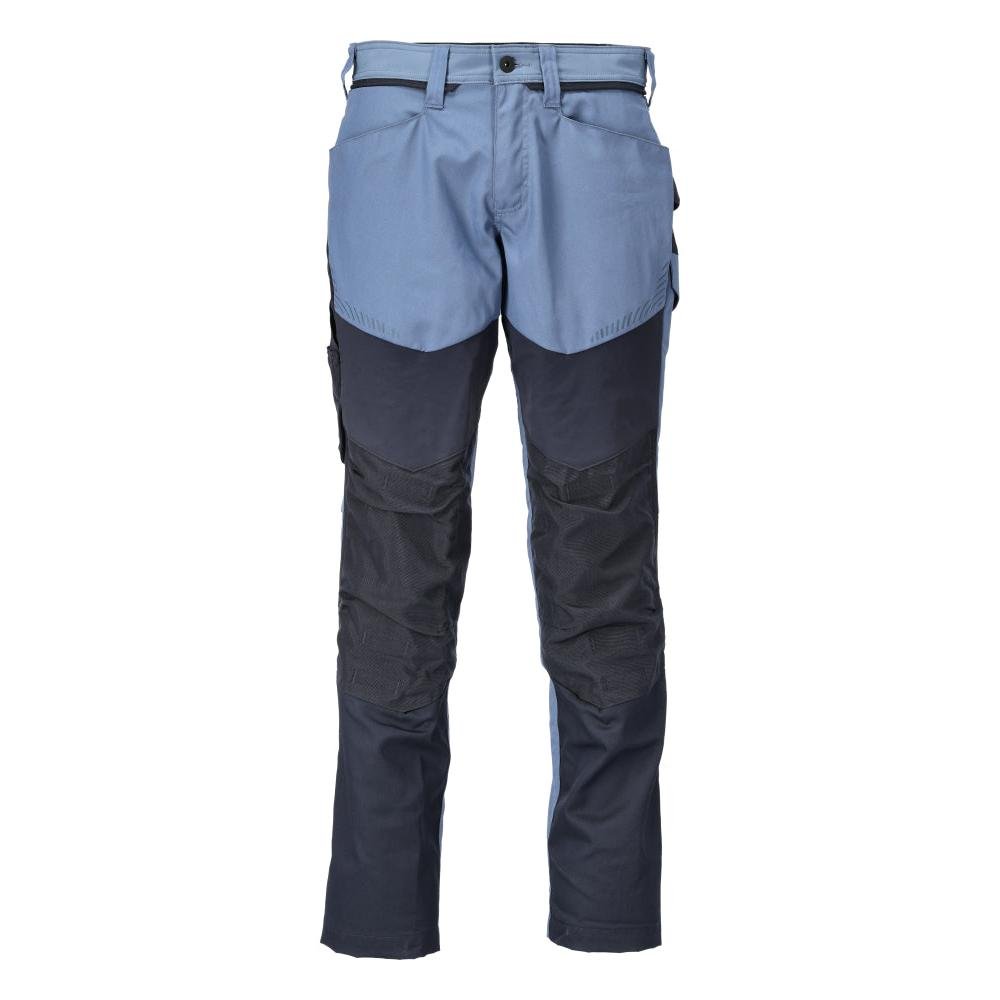 Pantaloni cu buzunare la genunchi, albastru piatra/negru-albastru