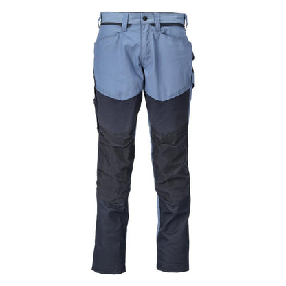 Pantaloni cu buzunare la genunchi, albastru piatra/negru-albastru
