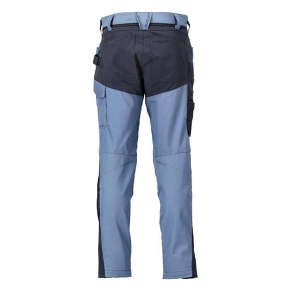 Pantaloni cu buzunare la genunchi, albastru piatra/negru-albastru