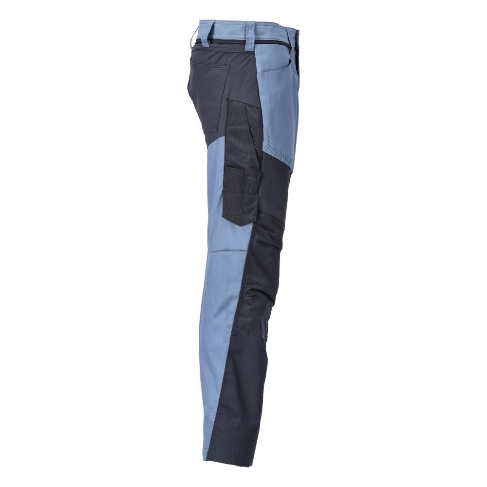Pantaloni cu buzunare la genunchi, albastru piatra/negru-albastru