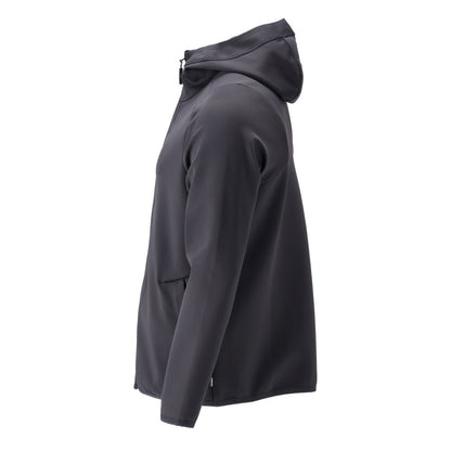 Pulover fleece, glugă, jachetă microfleece cu fermoar, negru-albastru