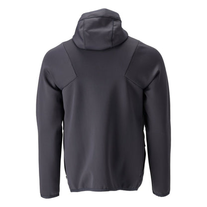 Pulover fleece, glugă, jachetă microfleece cu fermoar, negru-albastru