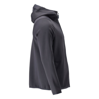 Pulover fleece, glugă, jachetă microfleece cu fermoar, negru-albastru