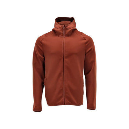 Pulover fleece, gluga, geaca microfleece cu fermoar, rosu toamna