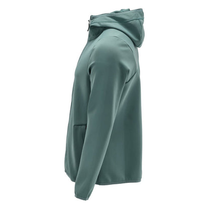 Pulover fleece, glugă, geacă microfleece cu fermoar, verde pădure deschis