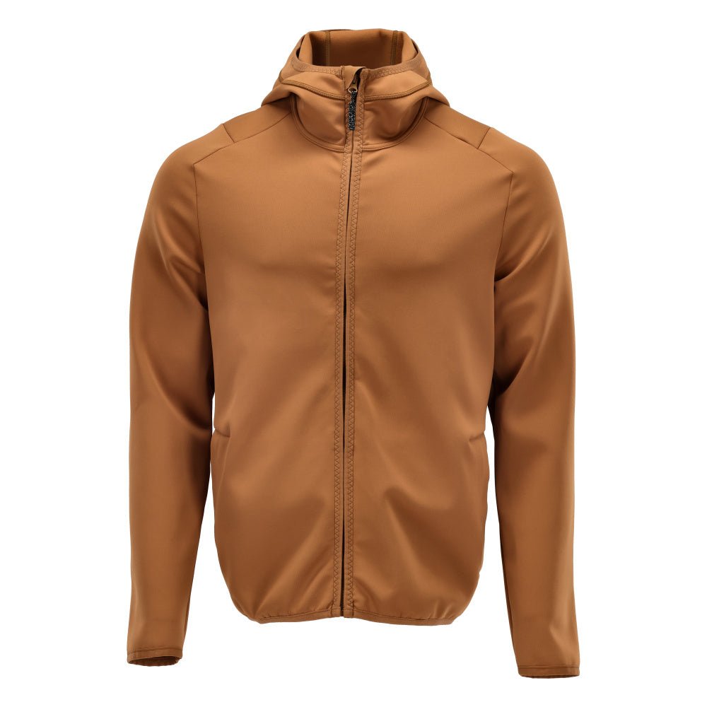 Pulover fleece, glugă, jachetă microfleece cu fermoar, maro nuci