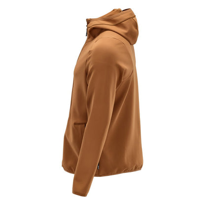 Pulover fleece, glugă, jachetă microfleece cu fermoar, maro nuci