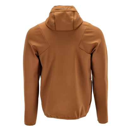 Pulover fleece, glugă, jachetă microfleece cu fermoar, maro nuci