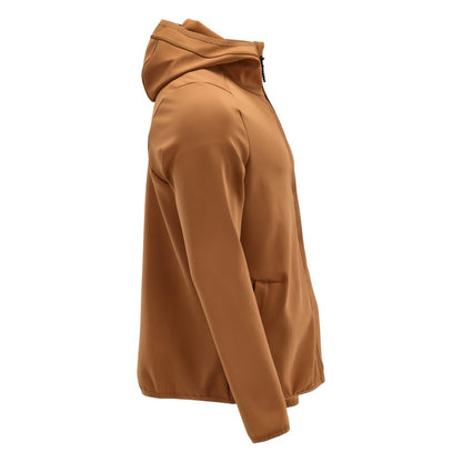 Pulover fleece, glugă, jachetă microfleece cu fermoar, maro nuci