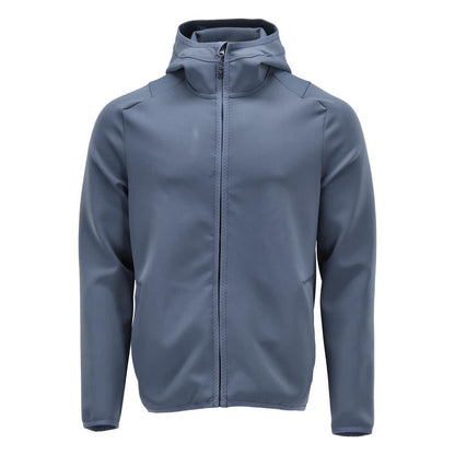 Pulover fleece, glugă, jachetă microfleece cu fermoar, albastru piatră