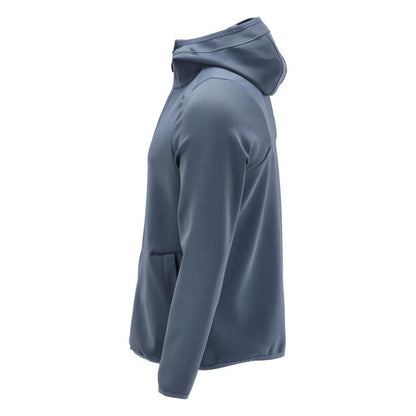 Pulover fleece, glugă, jachetă microfleece cu fermoar, albastru piatră